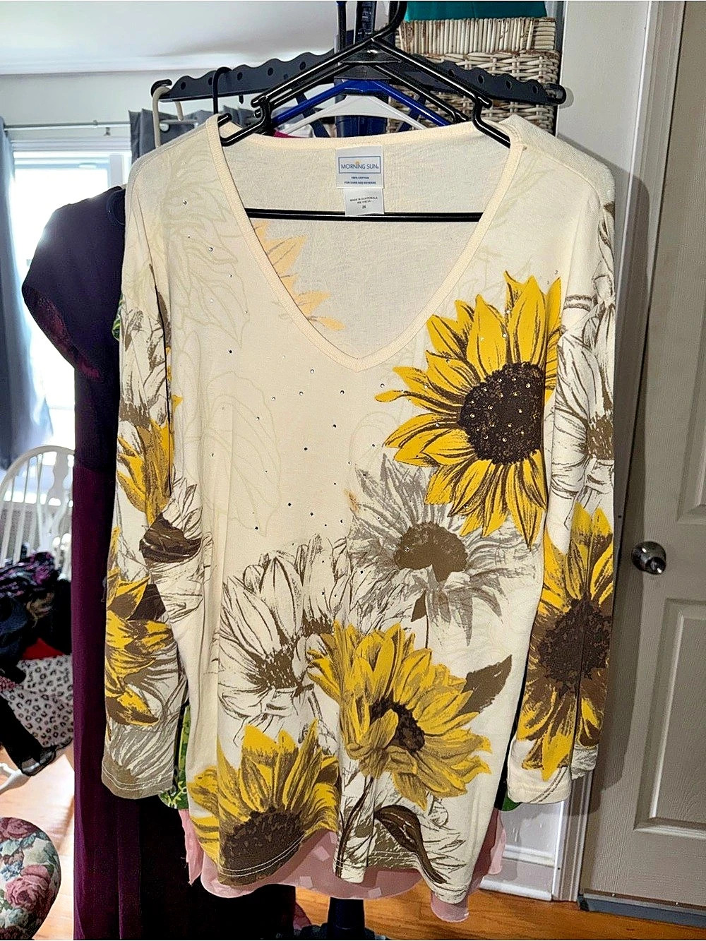 Morning Sun Floral Cotton Tunic Size 2X